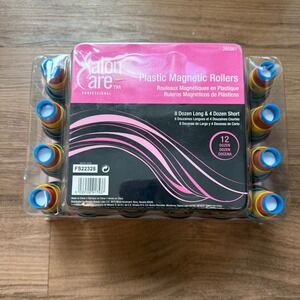 Salon Care Professional Plastic Magnetic Rollers 12 Dozen Set 292561 Multicolor